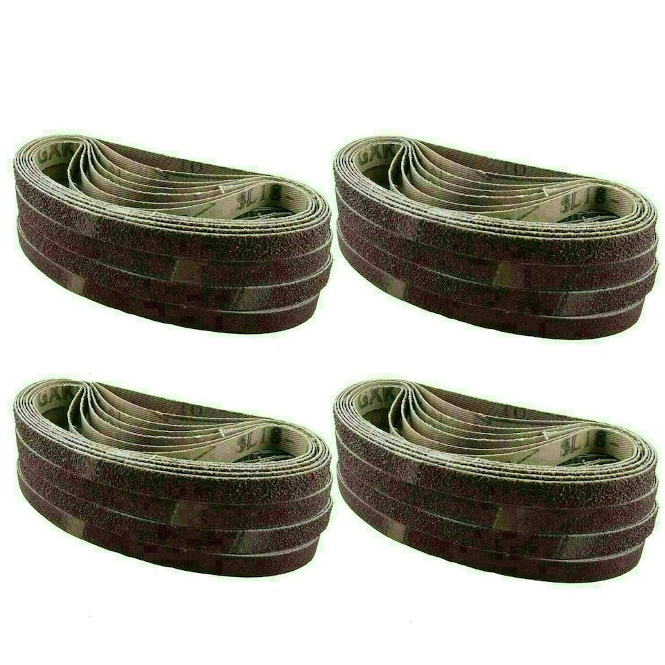 image 1 of Air Finger Sander Sanding Abrasive Belts Grinder 330mm x 10mm Mixed Grit 100pk