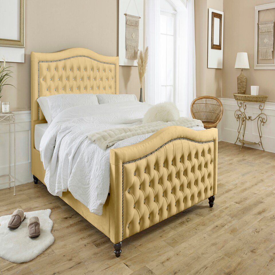 Saturn Plush Single Bed Frame - Beige