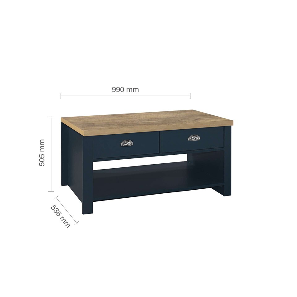 image 1 of Highgate 2 Drawer Coffee Table Navy