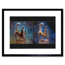 NASA Webb Hubble Comparison Telescope Pillars of Creation 9x7" Black Framed Wall Art Print