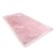Living and Home Retangular Soft Shaggy Area Rug, Pink, 180cm L x 100cm W | Pink