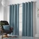 image 5 of Velvet Chenille Eyelet Curtains Ready Made Pair - 142cm x 137cm - Teal