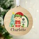 image 3 of Personalised Elf Round Wooden Decoration