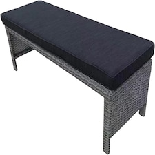 Outdoor Rattan Beach Patio Farmhouse Outdoor Upholstered Dining Bench with Thickness Cushion, Grey 110x38cm