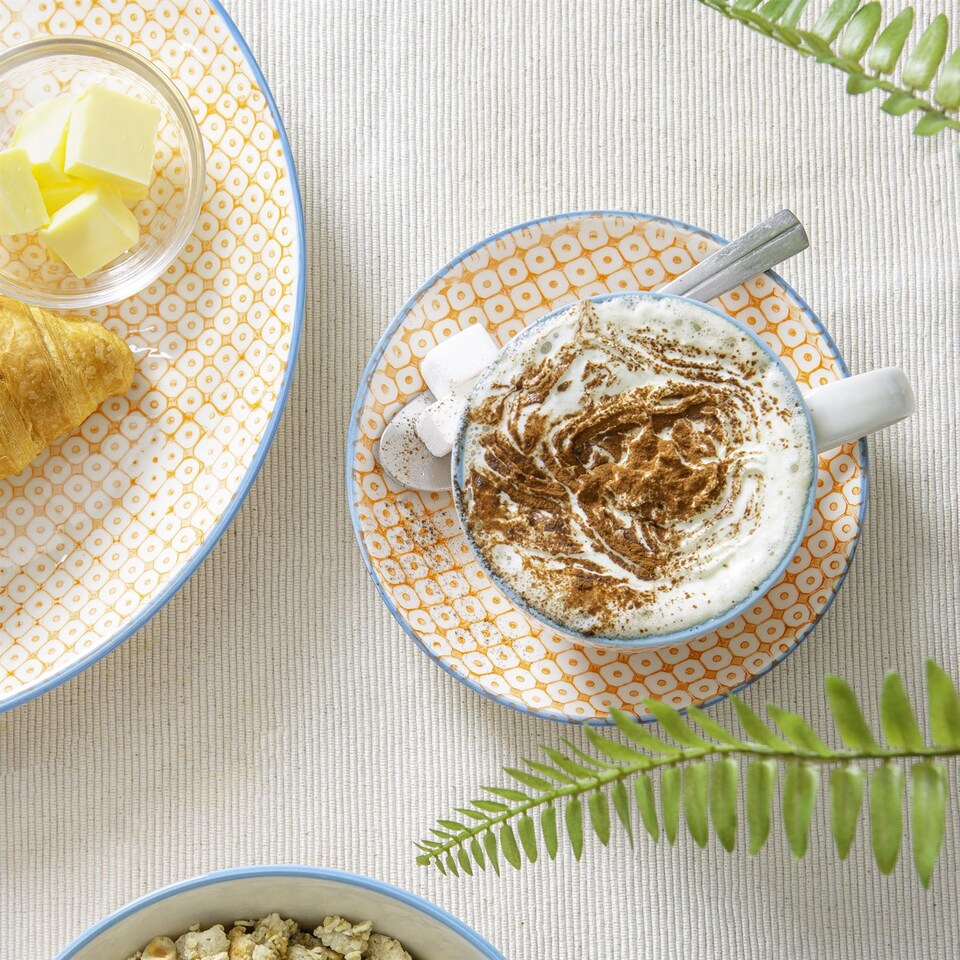 image 1 of Nicola Spring 30 Piece Hand-Printed Dinner Set - Orange