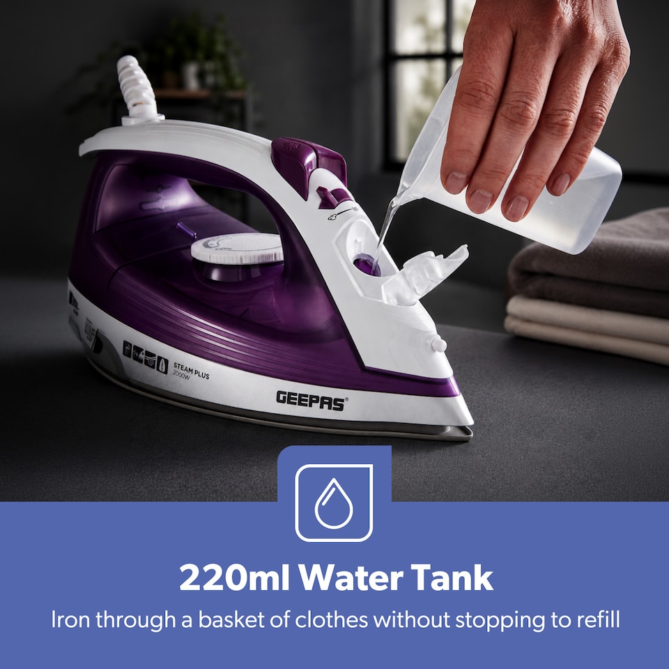 image 1 of GEEPAS Steam Iron  2000W Purple