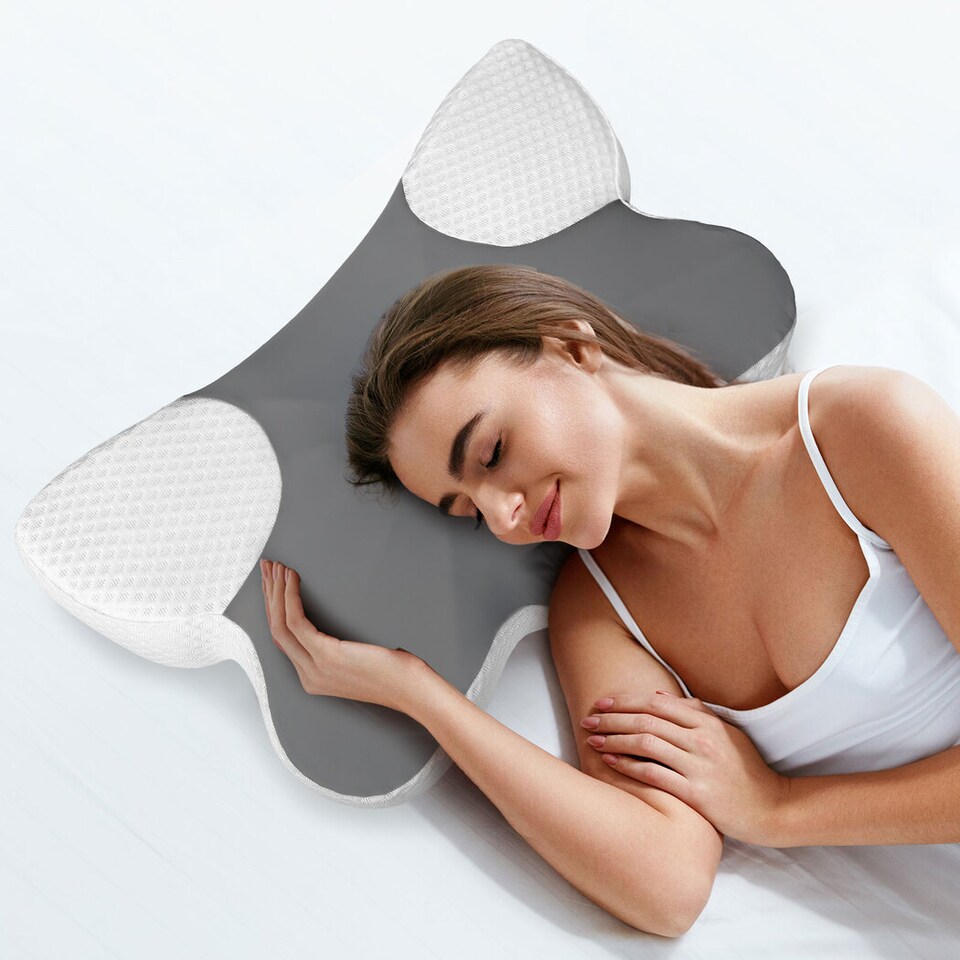 image 1 of Lavio Ergonomic Cervical Memory Foam Pillow for Neck Pain Relief Cool Breathable