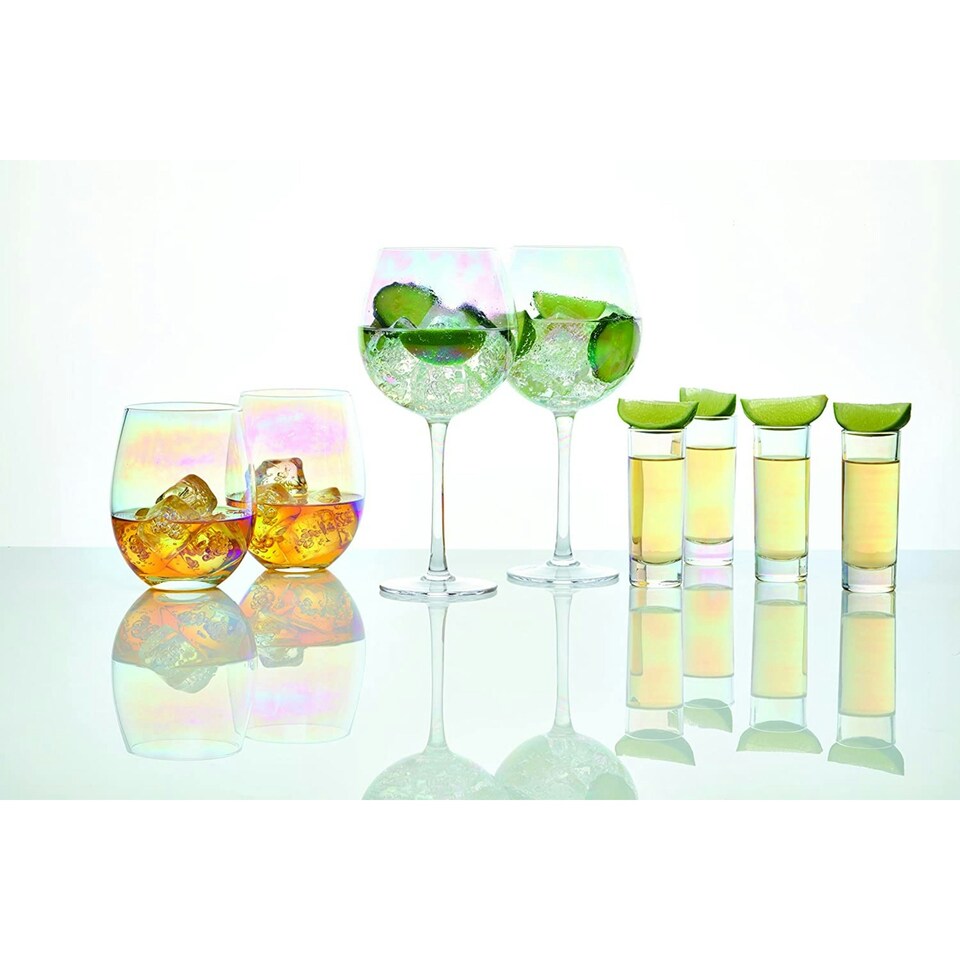 image 1 of BarCraft Iridescent Glass Tumblers Set of 2 Clear