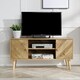 image 4 of TV Stand 2 Door Black Frame Open Storage Media Entertainment Home Furniture | Brown