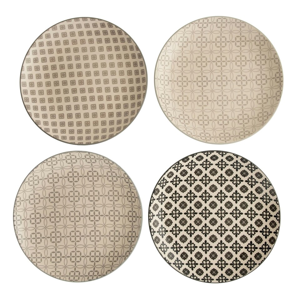 image 1 of Hestia Set of 4 Tile Pattern Side Plates Multi | Blue, Grey, Black