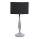 image 4 of ValueLights Victoria Grey Wood Traditional Stem Table Lamp with Black Fabric Drum Shade