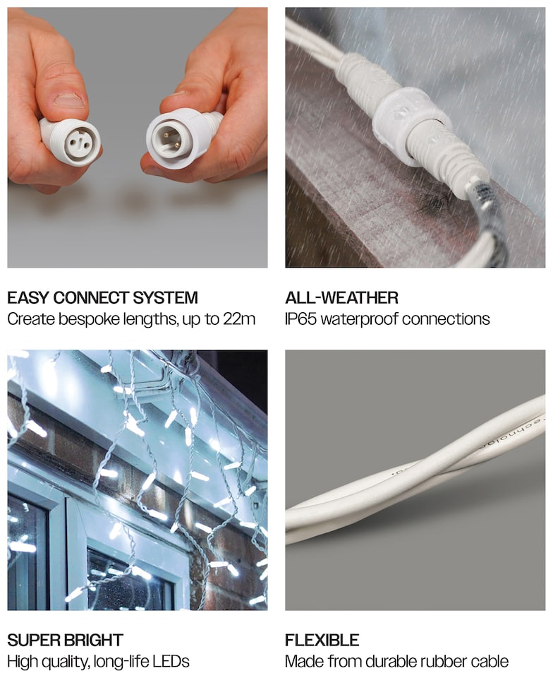 image 1 of Icicle lights White Rubber  60/40/20 Drop 14M