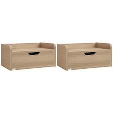HOMCOM Floating Nightstands Set of 2, Wall Mounted Bedside Table with Storage Drawer for Bedroom, Natural