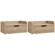 image 1 of HOMCOM Floating Nightstands Set of 2, Wall Mounted Bedside Table with Storage Drawer for Bedroom, Natural