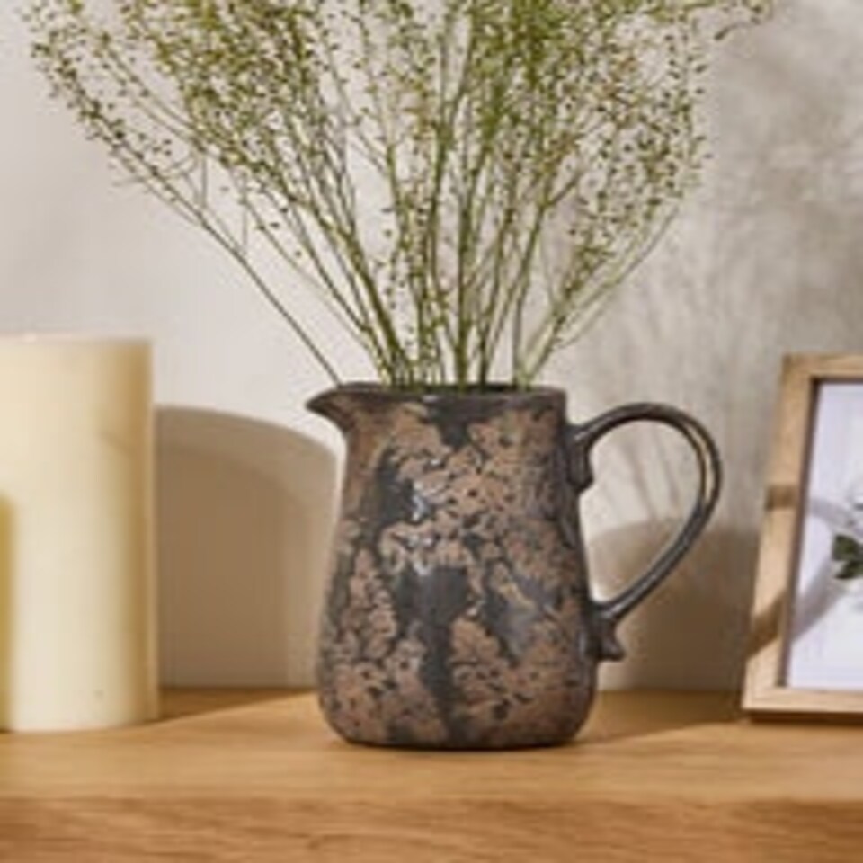 image 1 of Soire Blue Floral Pitcher Blue