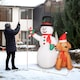 image 5 of Outsunny 6FT Christmas Inflatables Snowman & Dog with Built-in LED Lights and Flashing Light, Blow Up Christmas Inflatable Decoration for Indoor Outdoor Decor, Garden