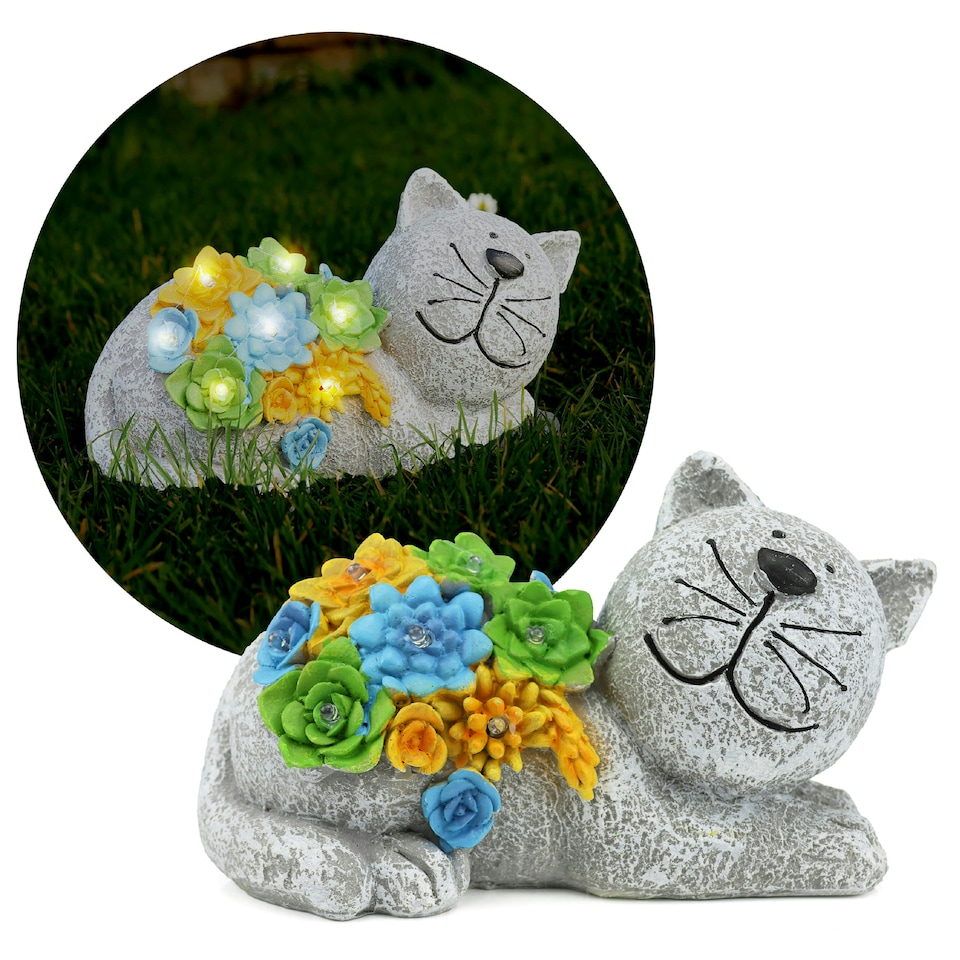 image 1 of Solar Cat Statue Garden Ornaments Outdoor Decorations