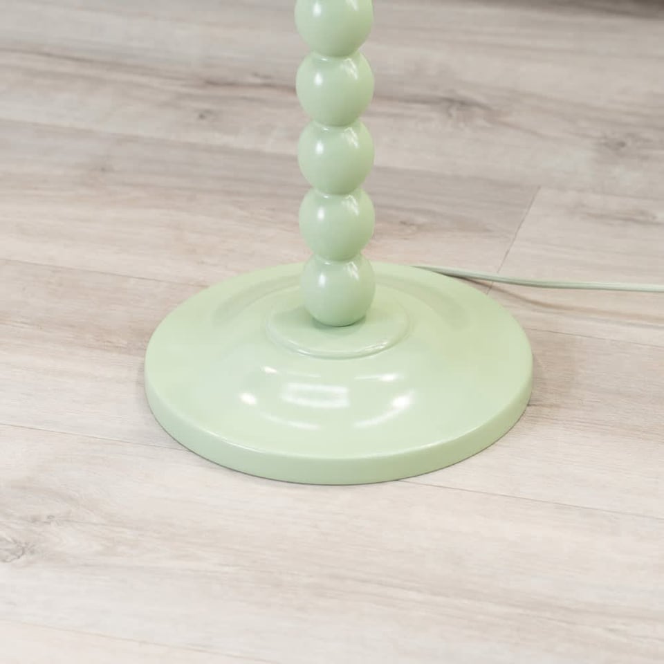 image 1 of ValueLights Bobbles Sage Green Floor Lamp Blue Pleat Shade | Green