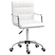 image 1 of Vinsetto Makeup Vanity Chair, PU Leather Mid Back Office Chair with Adjustable Height, Armrest and Rolling Wheels, White