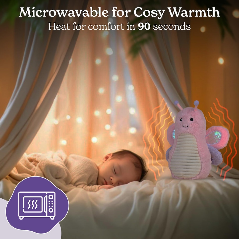 image 1 of Warmies Plush Pink Butterfly, Microwavable Heat Pad, Weighted Cuddly Plushie for Soothing Relief, Lightly Scented with French Lavender - Large