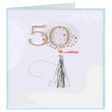 Balloon 50th Voila Attachments Age 50 Birthday Card