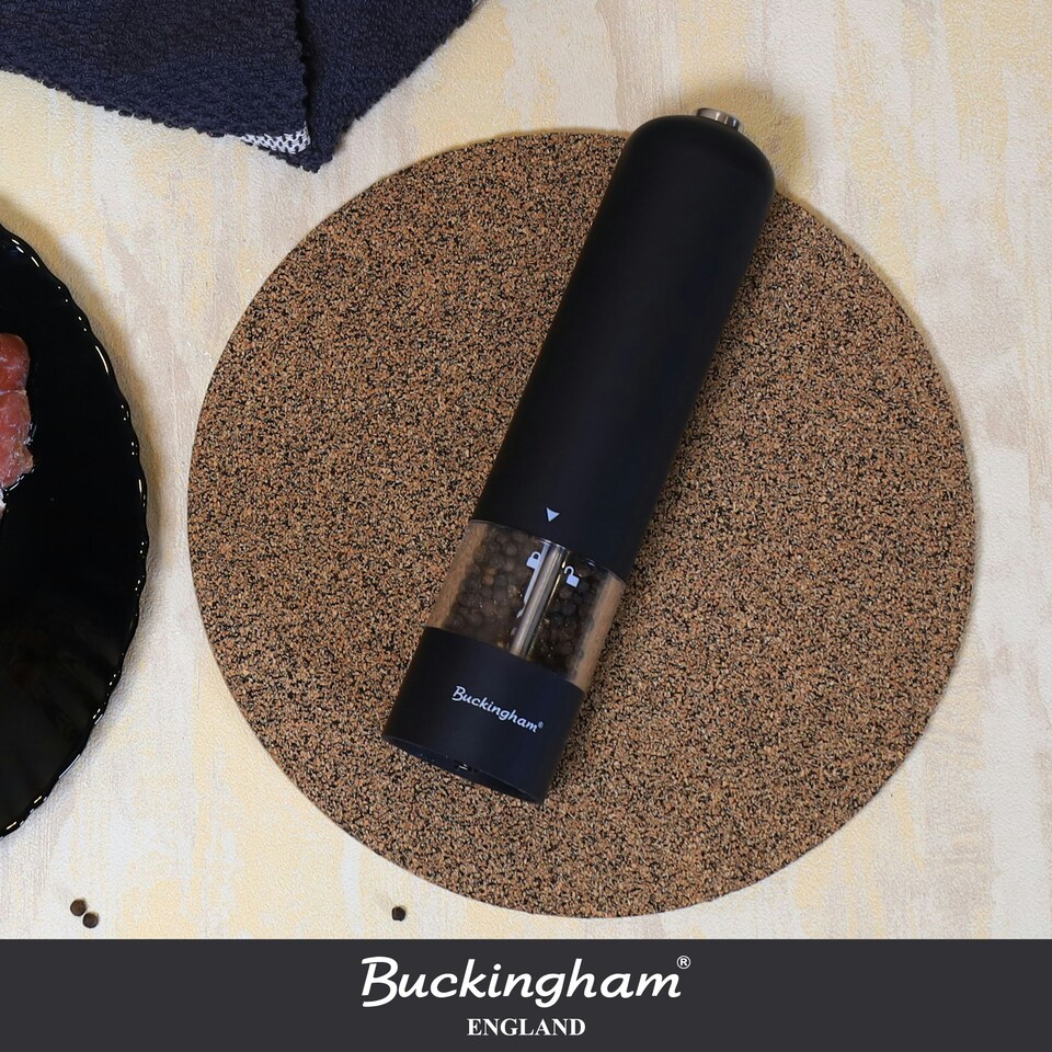 image 1 of Buckingham Electric Salt & Pepper Mill Set black ABS Plastic Soft Touch