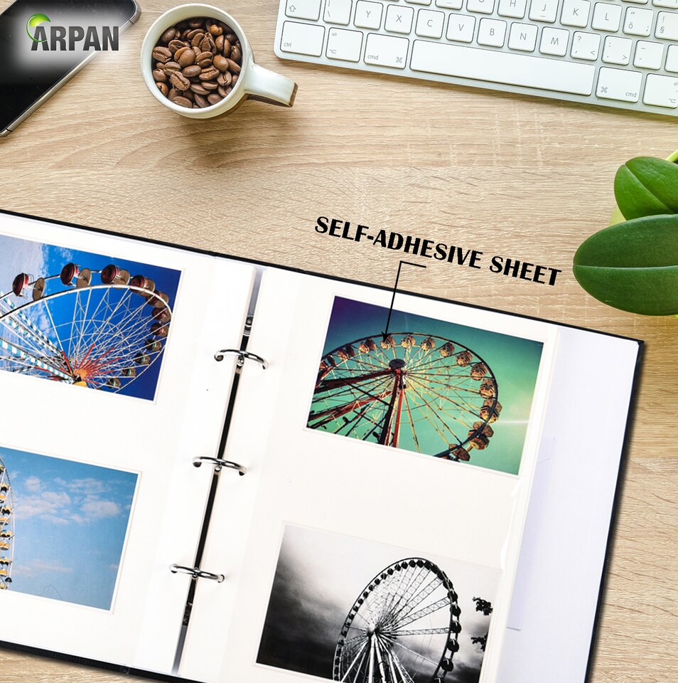 image 1 of Large Self Adhesive Ring Binder Photo Album – 40 Sheets / 80 Sides – Traditional Sticky Page Memory Scrapbook Album