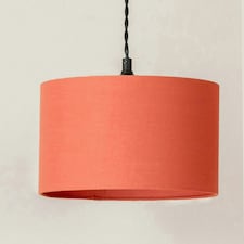 ValueLights Reni Rust Fabric Drum Shade 3 Drop Bar Matte Black Diner Ceiling Pendant Light Black