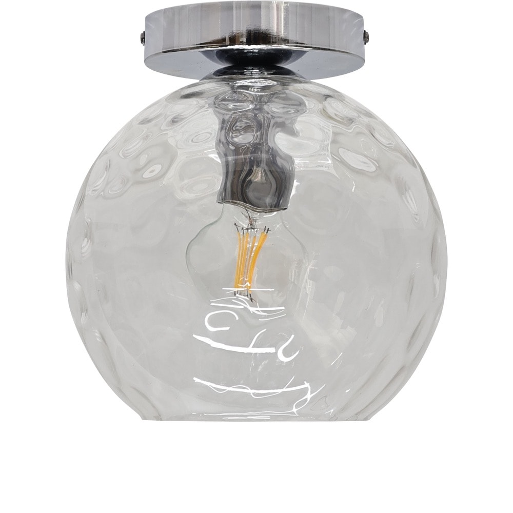 First Choice Lighting Barnum - Clear Dimple Glass Globe Chrome Ceiling Light Fitting