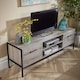 image 4 of TV Unit Media Stand Storage Cabinet Modern Oak Finish Cupboard and Shelf Storage | Grey