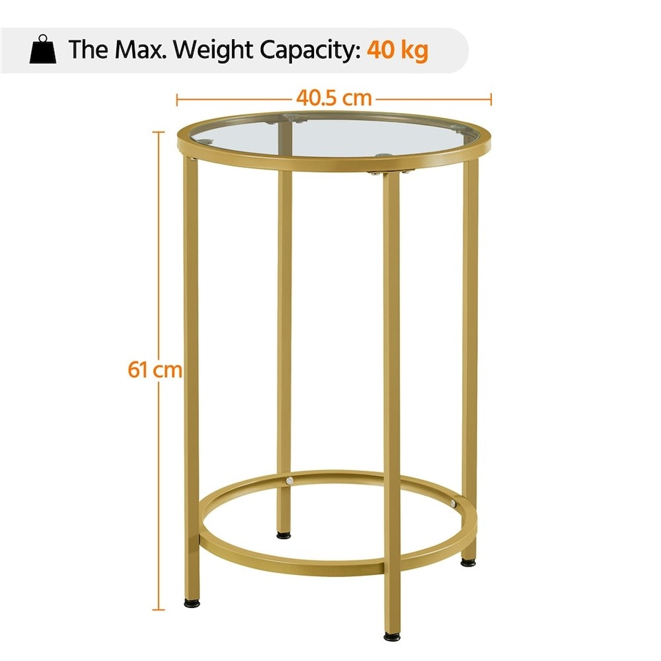 image 1 of Yaheetech Modern Round End Table with Tempered Glass Top Black