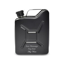 Personalised Engraved Black Jerry Can Hip Flask Birthday Gift
