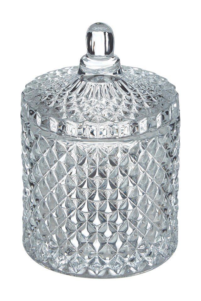 image 1 of Interiors by Premier Diamond Storage Jar For Bathroom Shelf,  Patterned Cotton Bud Storage Jar, Bathroom Cotton Swab Container