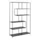 image 1 of Seaford Black Metal Large Asymmetrical Bookcase with 5 Black Shelves