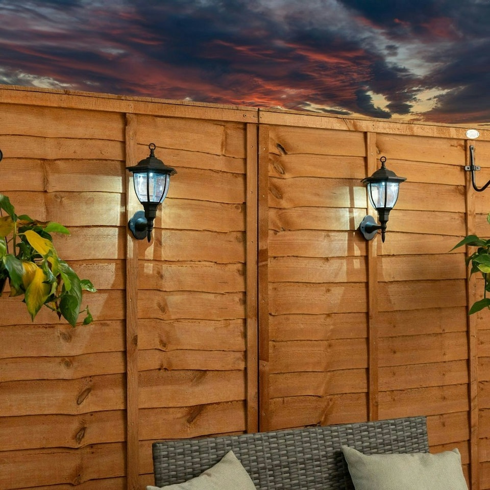 image 1 of ValueLights Set of 2 Mayfair Black Outdoor Solar Wall Light