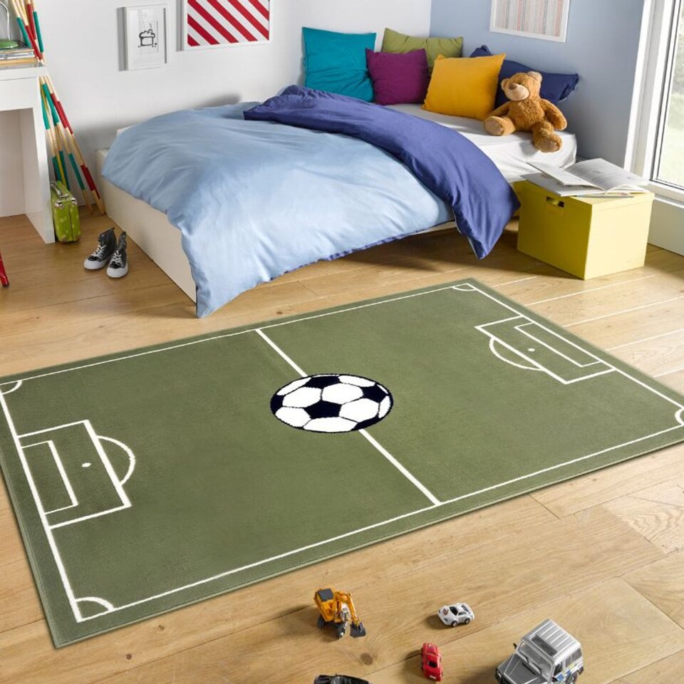 image 1 of The Rugs Short Pile Children Estadio Polypropylene Football Play Floor Rug Runner