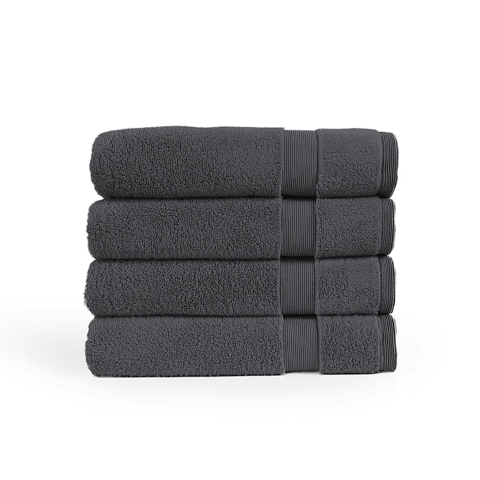 image 1 of 100% Cotton Charcoal Hand Towels (Pack of 4) Black | Charcoal | Hand towel