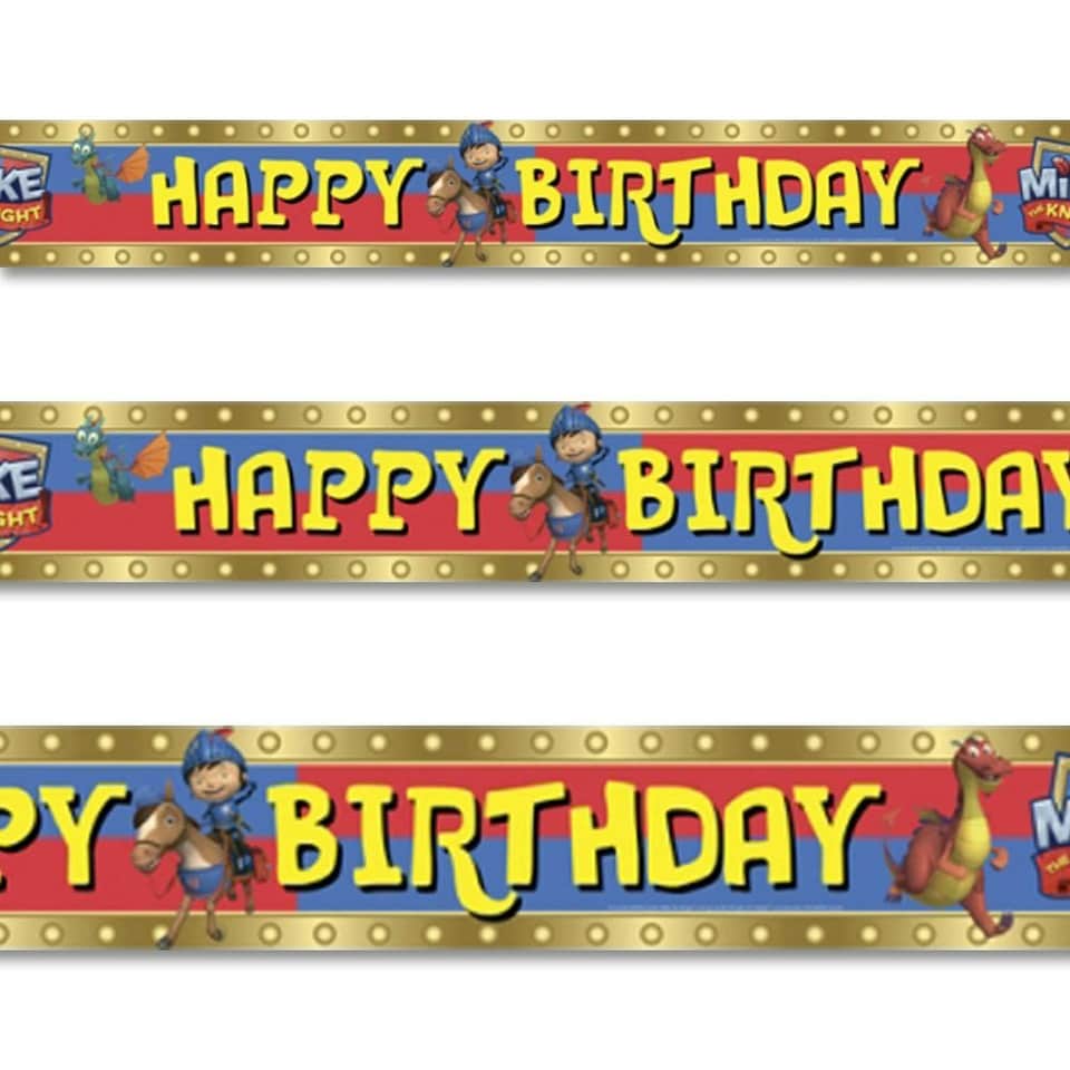 Mike The Knight Foil Happy Birthday Banner - Multicoloured - One Size