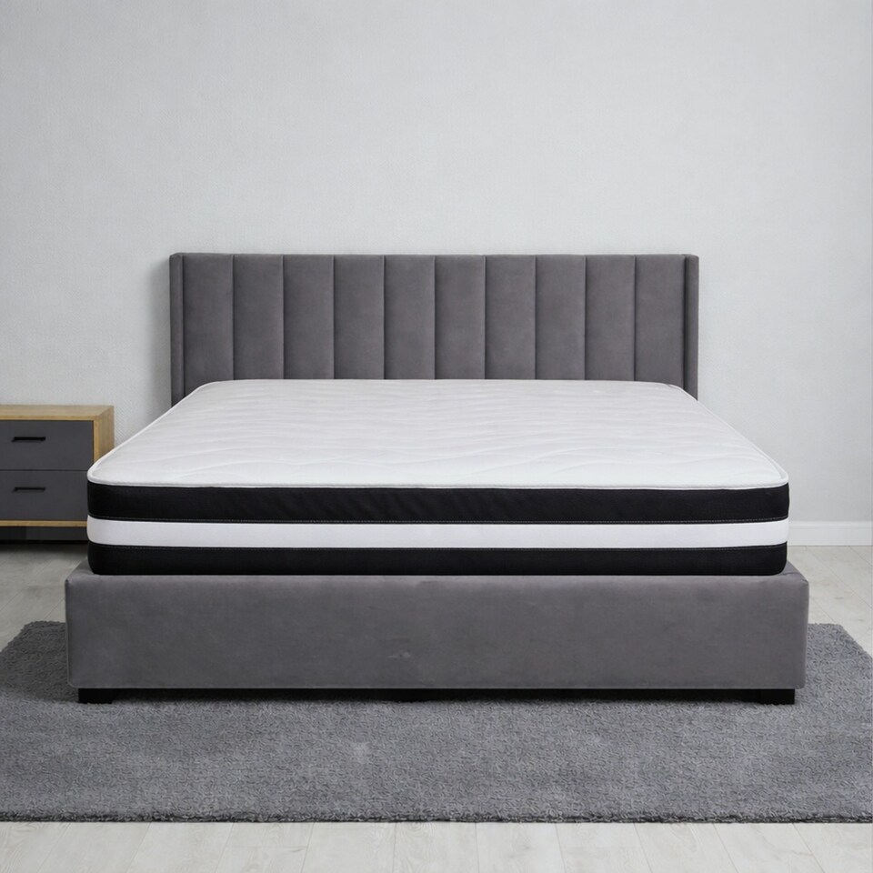 image 1 of 8 Inch Deep Black and White 3D Airflow Micro Quilted Foam Free Mattress | Black | King