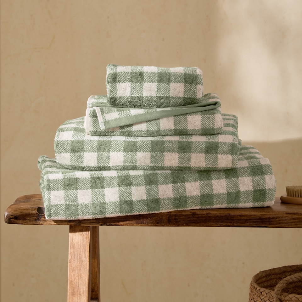 image 1 of Yard Barton Gingham 100% Cotton Check Bath Towel, Forest