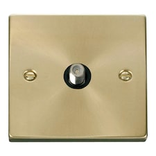 SE HOME Satin / Brushed Brass Satellite Socket 1 Gang Black | Satin Brass