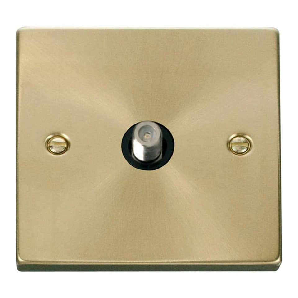 image 1 of SE HOME Satin / Brushed Brass Satellite Socket 1 Gang Black | Satin Brass