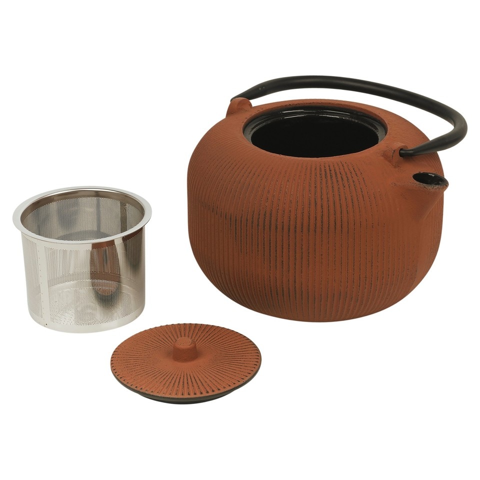 image 1 of 1L Cast Iron Authentic Japanese Kettle Teapot with Stainless Steel Infuser Filter | Brown | Brown | 1