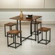 image 1 of 5-Piece Dining Table And Square Stool Set Kitchen Rustic Brown Brown