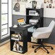 image 3 of COSTWAY Computer Desk Workstation 6-Tier Storage Shelves Black Black