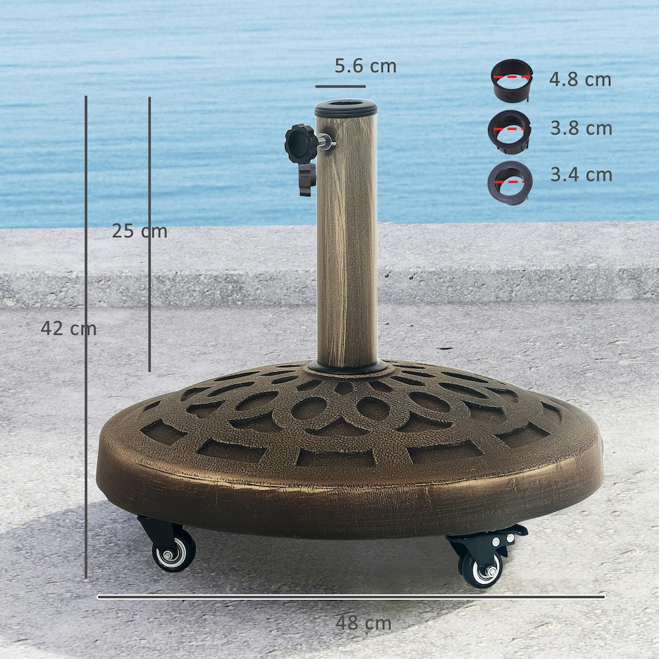 image 1 of Outsunny 21kg Resin Garden Parasol Base Umbrella Stand with Wheels