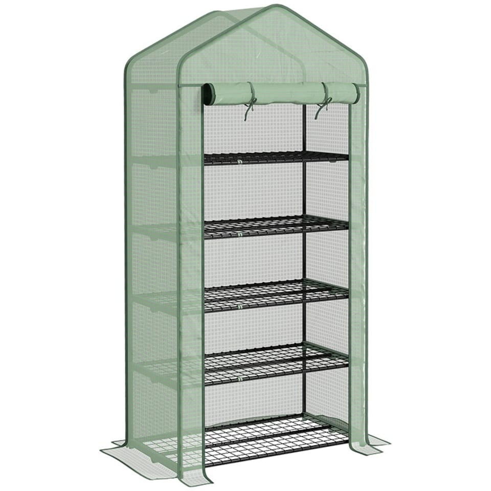 image 1 of Outsunny Widened Mini Greenhouse 5 Tier Green House, 193H x 90W x 49Dcm, Green