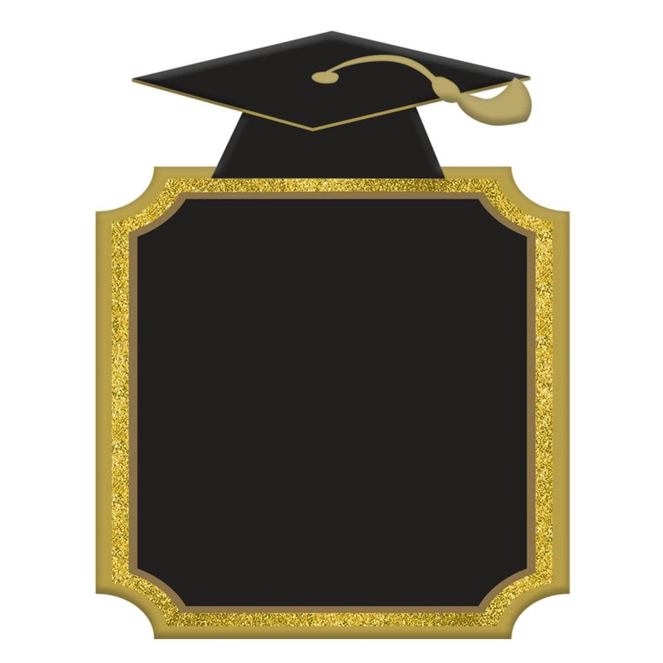Amscan Graduation MDF Chalk Board - Black/Gold - One Size