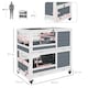 image 4 of PawHut Rabbit Hutch, Indoor Wooden House w/ Wheels, Trays, Grey