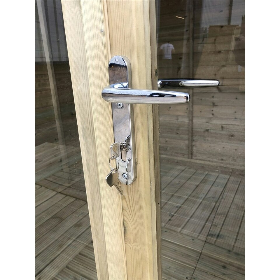 image 1 of 9 x 9 Pressure Treated T&G Apex Summerhouse + LONG WINDOWS + Overhang + Safety Toughened Glass + Euro Lock with Key (9' x 9' / 9ft x 9ft) (9x9)